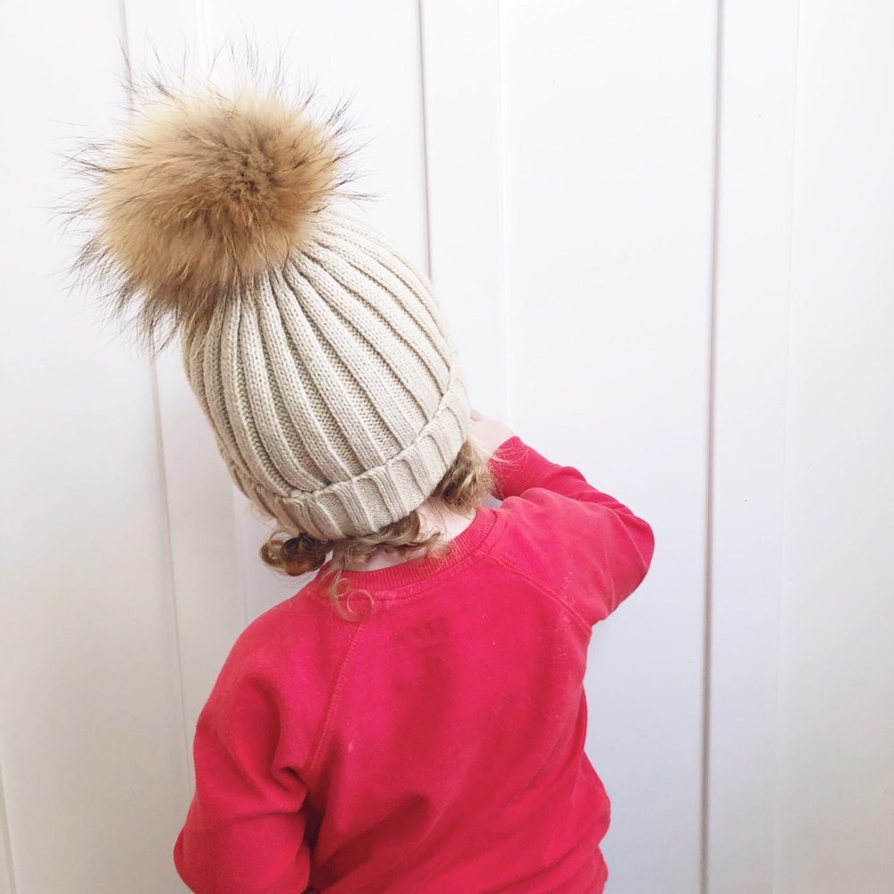 NWT Fur Pom Pom Beanie